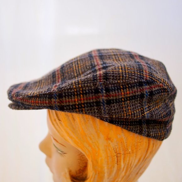 vtg SEIFTER Plaid Cabbie Ivy League Newsboy Hat Cap Snap Brim Union Made M USA - Picture 4 of 8